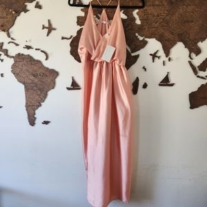 NWT Ivory and Chain Pink Satin Dress